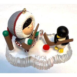 Hallmark Keepsake Ornament Frosty Friends 1991 Collectors Series Eskimo & Pengui